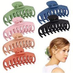 6pcs Large Frosted Hair Claw Non slip Shark Claw Backe Head Hair Clip