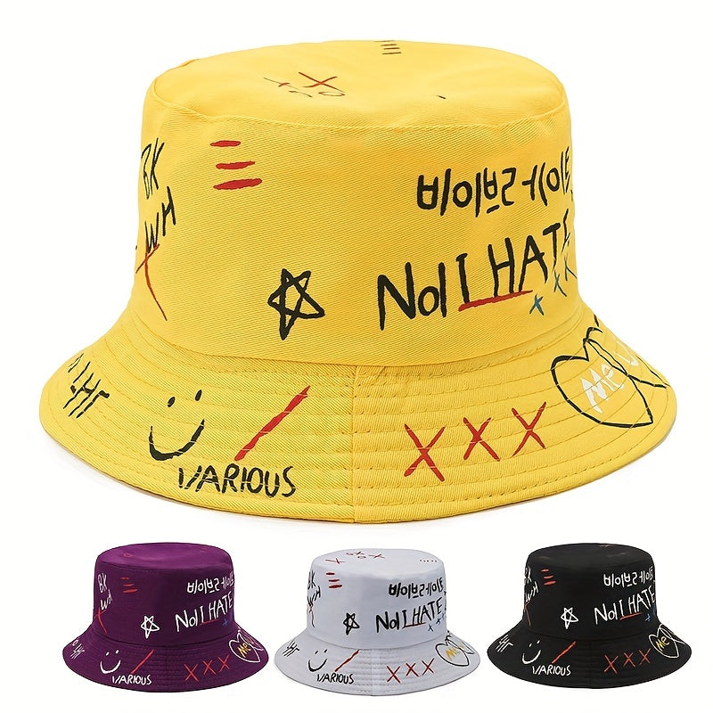 Graffiti Print Bucket Hat for Couples