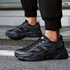 Solid Mesh Lace Up Casual Dad Shoes Unisex Outdoor Running Shoes