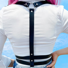 Gothic Chest Harness Women PU Leather Punk Studded Decor Belt
