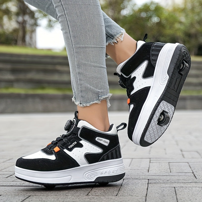 Girl's Rotating Buckle Roller Shoes For Kids