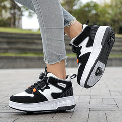 Girl's Rotating Buckle Roller Shoes For Kids