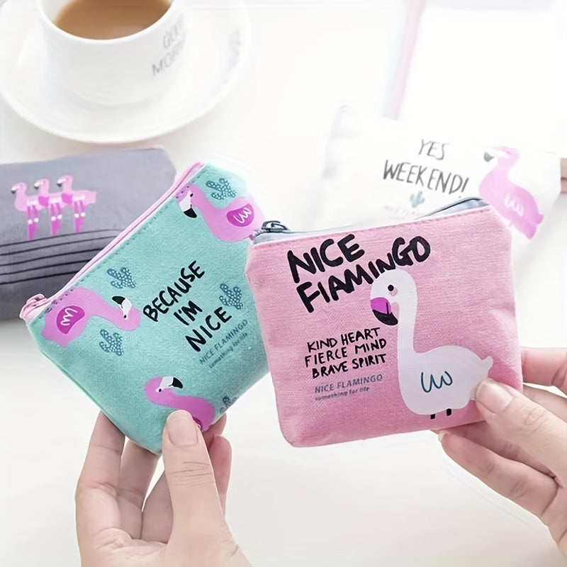 Cartoon Coin Purse Canvas Wallet Women's Foldable Key Bag