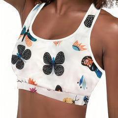 Bra Women's Plus Butterfly Print Racer Back Yoga Bralette