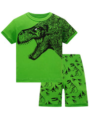 Boys Dino Skeleton Print Top & Shorts Lounge Wear Set