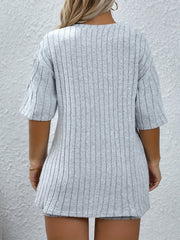  Ribbed Top & Shorts Set