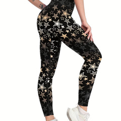 Women's Stars Graphic Athletic Workout Leggings High Waisted Yoga Pants