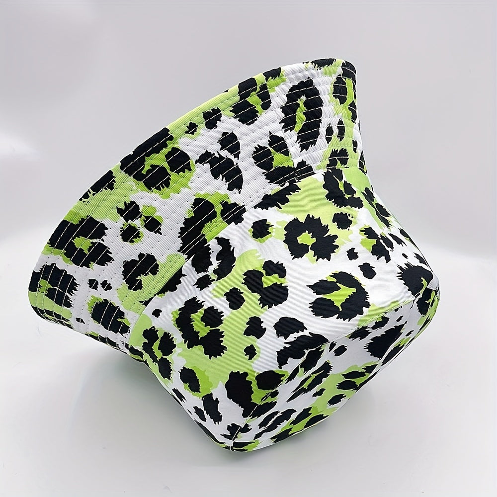 Leopard Print Bucket Hat Reversible Sunscreen Cap Fisherman Cap