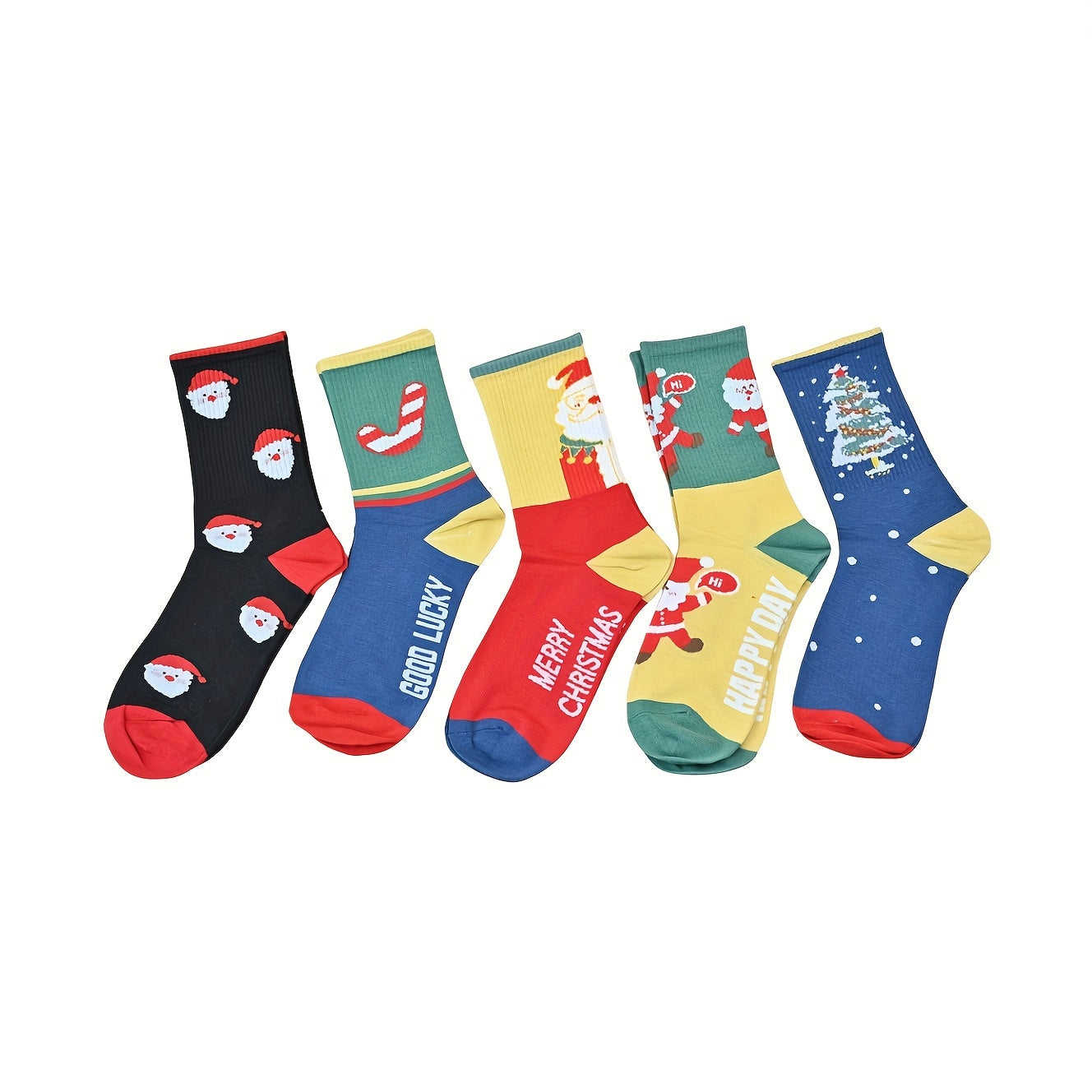 10 Pairs Christmas Print Socks Women's Mid Tube Stockings Hosiery