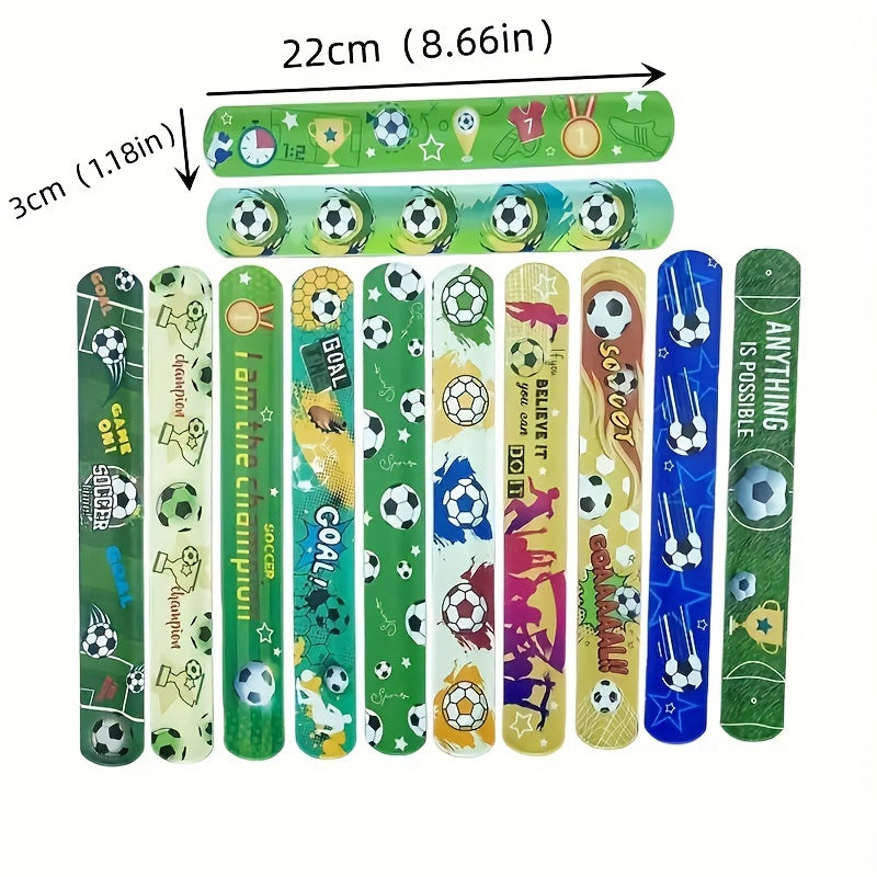 12pcs Soccer Pattern Slap Bracelet for Soccer Party