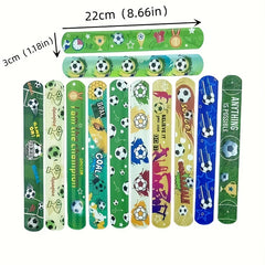 12pcs Soccer Pattern Slap Bracelet for Soccer Party