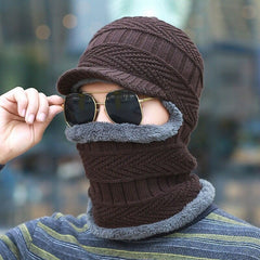 Men's Winter Cycling Windproof Woolen Hat Velvet Warm Pullover Hat