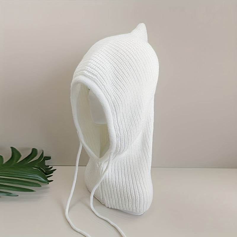 Knit Hat Unisex Warm Balaclava Hoodie Soft Neck Gaiter Beanie