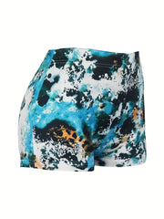  Cross Art Letter Print Tie Dye High Rise Shorts