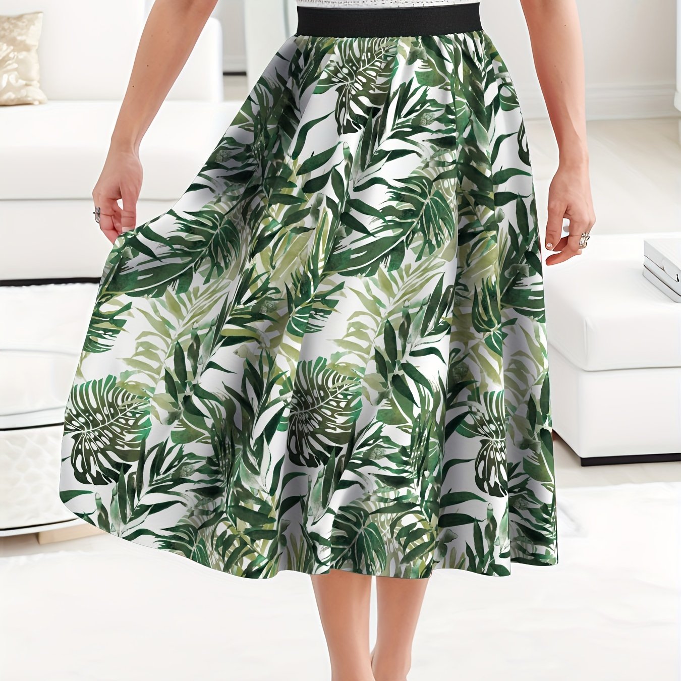  Tropical Print Maxi Skirt