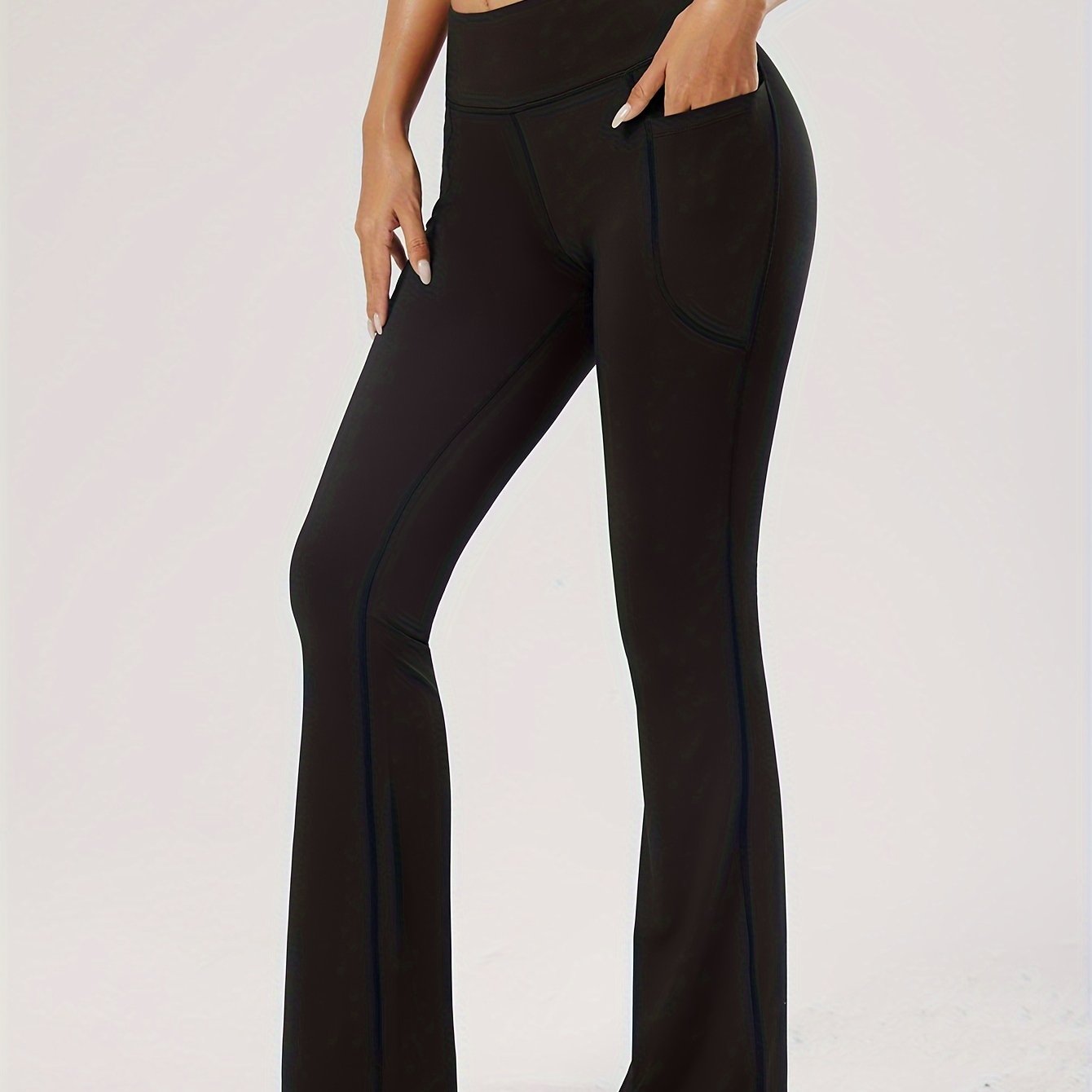 High Waist Flared Yoga Pants with Pocket