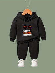 Girls Street Wear Print Hoodie Jogger Set Sports Outfits