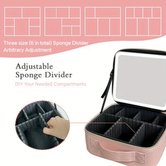 Travel Makeup Train Case With Lighted Mirror & Organizer