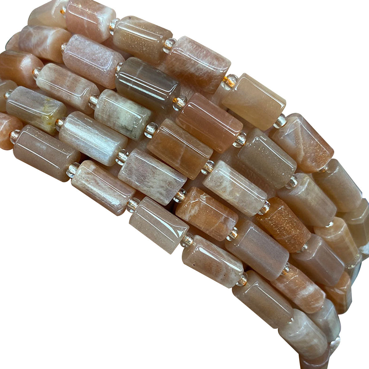 31pcs Natural Stone Cylindrical Loose Beads DIY Bracelet Jewelry Accessories