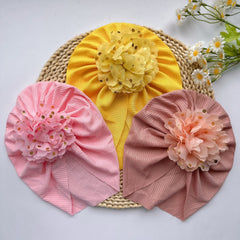 Soft Elastic Strip Flower Baby Hat For Girl