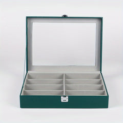 8 Grid PU Leather Sunglasses Storage Box