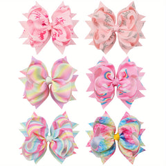 6pcs Rainbow Flower Hair Clip Set for Girls Kids