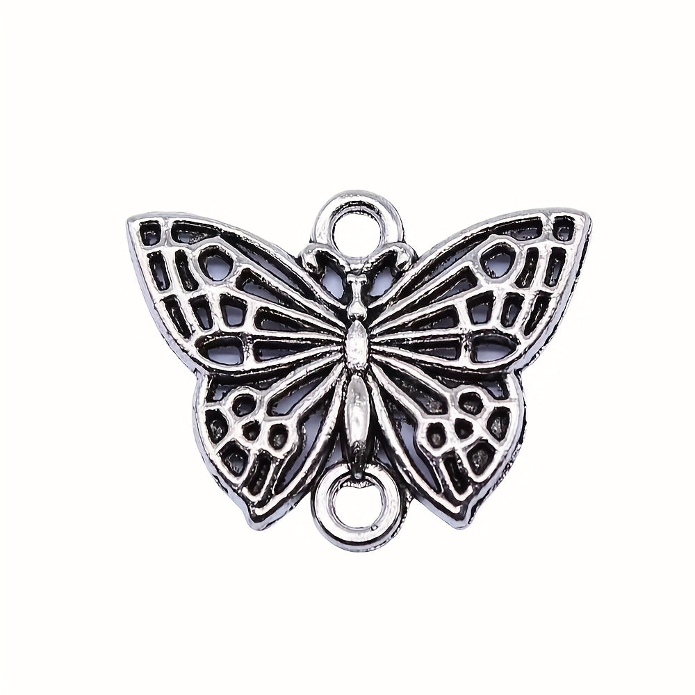 10PCS Silvery Butterfly Ornament Connector Alloy Pendant Key Chain