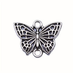 10PCS Silvery Butterfly Ornament Connector Alloy Pendant Key Chain