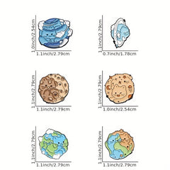 Planet Cat Enamel Brooches Pins Earth Brooches Lapel Badges Animal Jewelry Gift