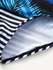 Girls Swimsuit One Piece Tankini Coconut Tree Landscape Print Quick Dry