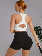 High Stretch Yoga Fitness Shorts Solid Running Workout Sports Shorts