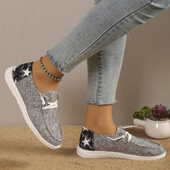 Women's Star Pattern Canvas Shoes Casual Lace Up Outdoor Sneakers