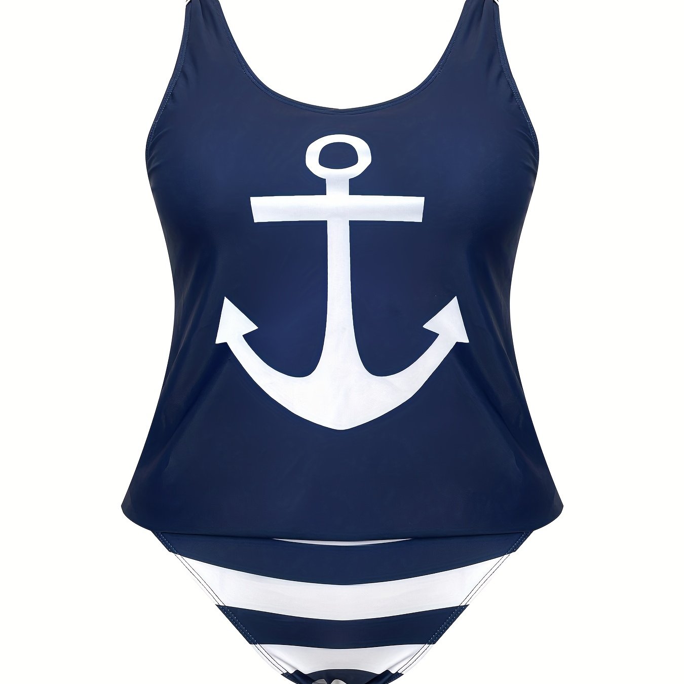  Anchor Print Tankini Set - Women's Plus Two Piece Set