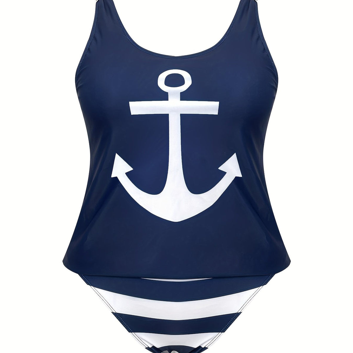  Anchor Print Tankini Set - Women's Plus Two Piece Set