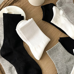 3 Pairs Classic Solid Socks Comfy & Breathable Multi-color Sock Pack