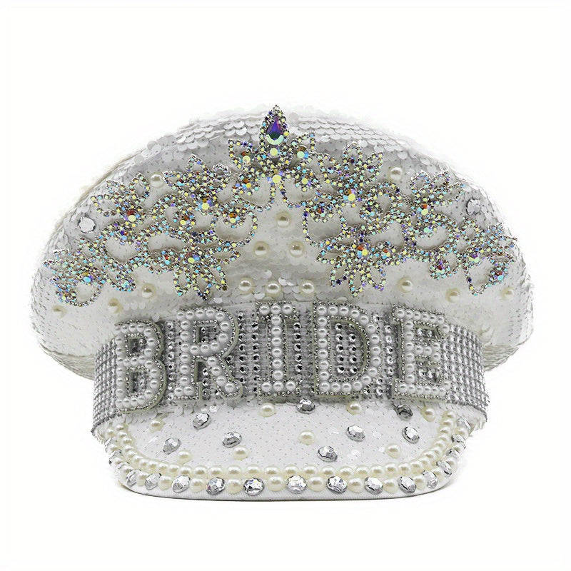 Bride Hat with Rhinestones & Pearls for Bachelorette Party