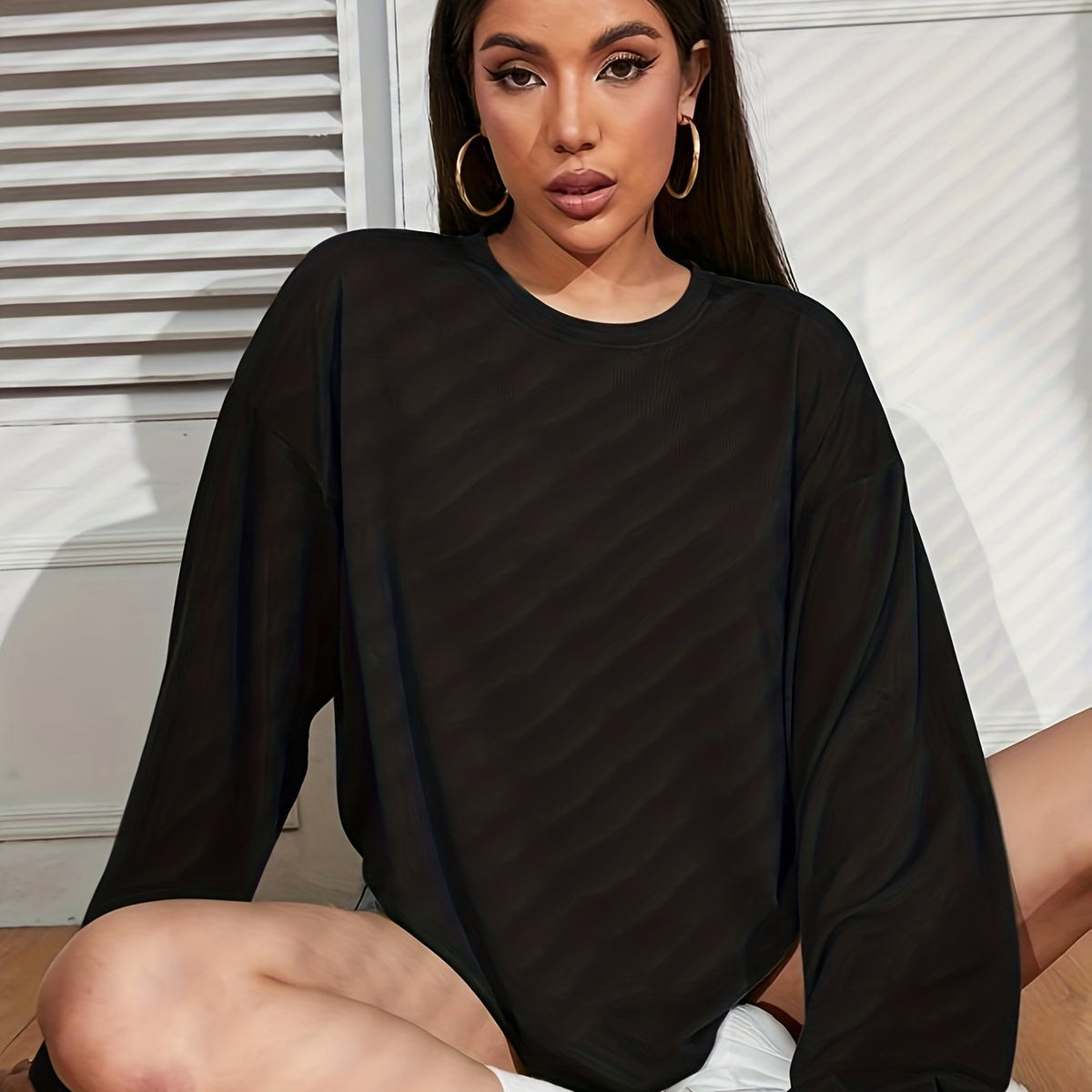 Casual Drop Shoulder Crew Neck Sweatshirt