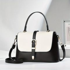 Contrast Crossbody Bag PU Leather Handbag Women's Top Handle Purses