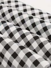  Colorblock Gingham Print Sweetheart Neck A-line Dress