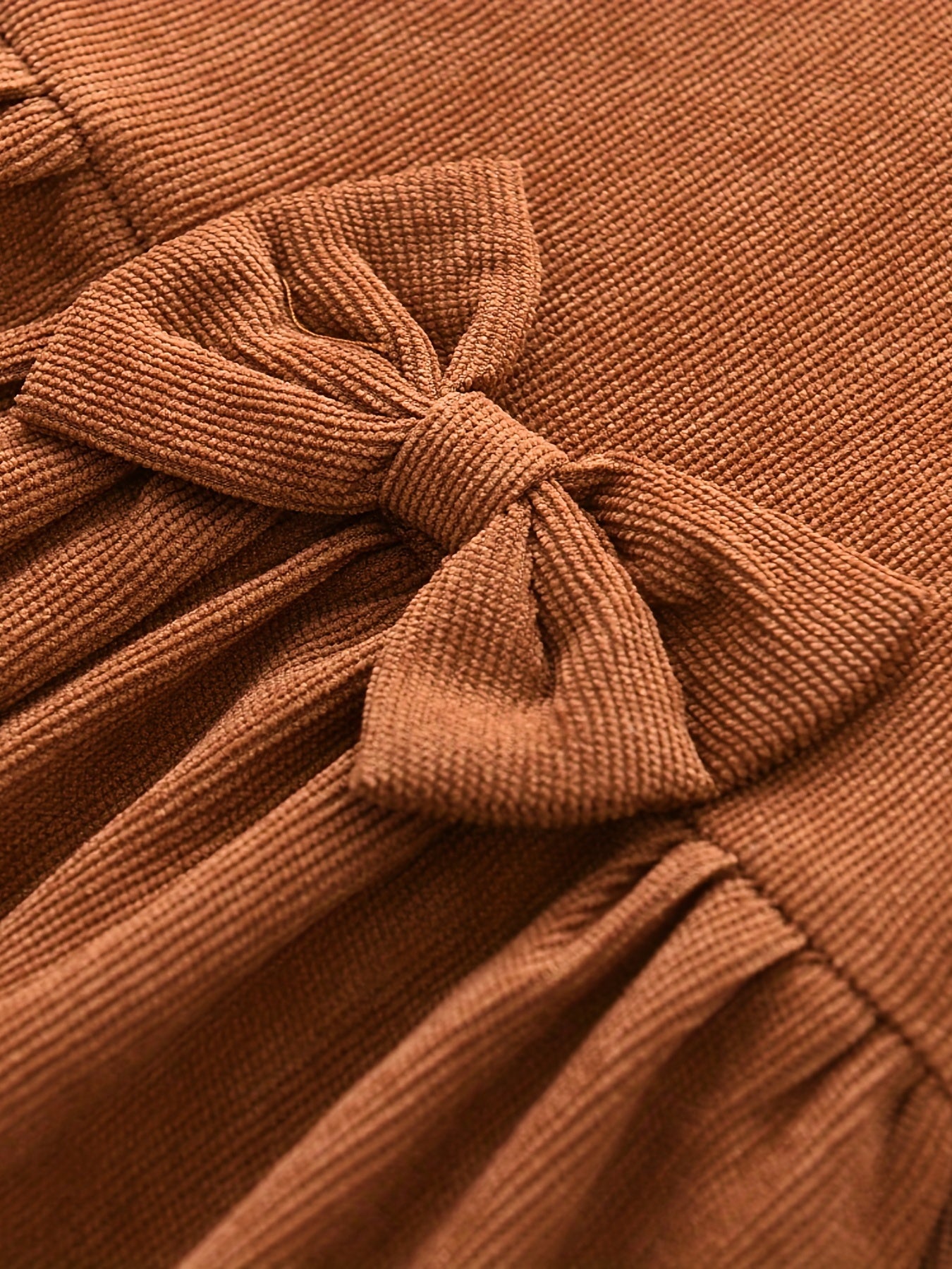 Girls' Corduroy Bow Ruffle Swing Dress for Party Holiday
