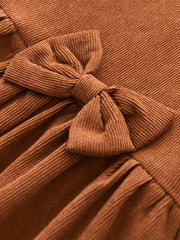 Girls' Corduroy Bow Ruffle Swing Dress for Party Holiday