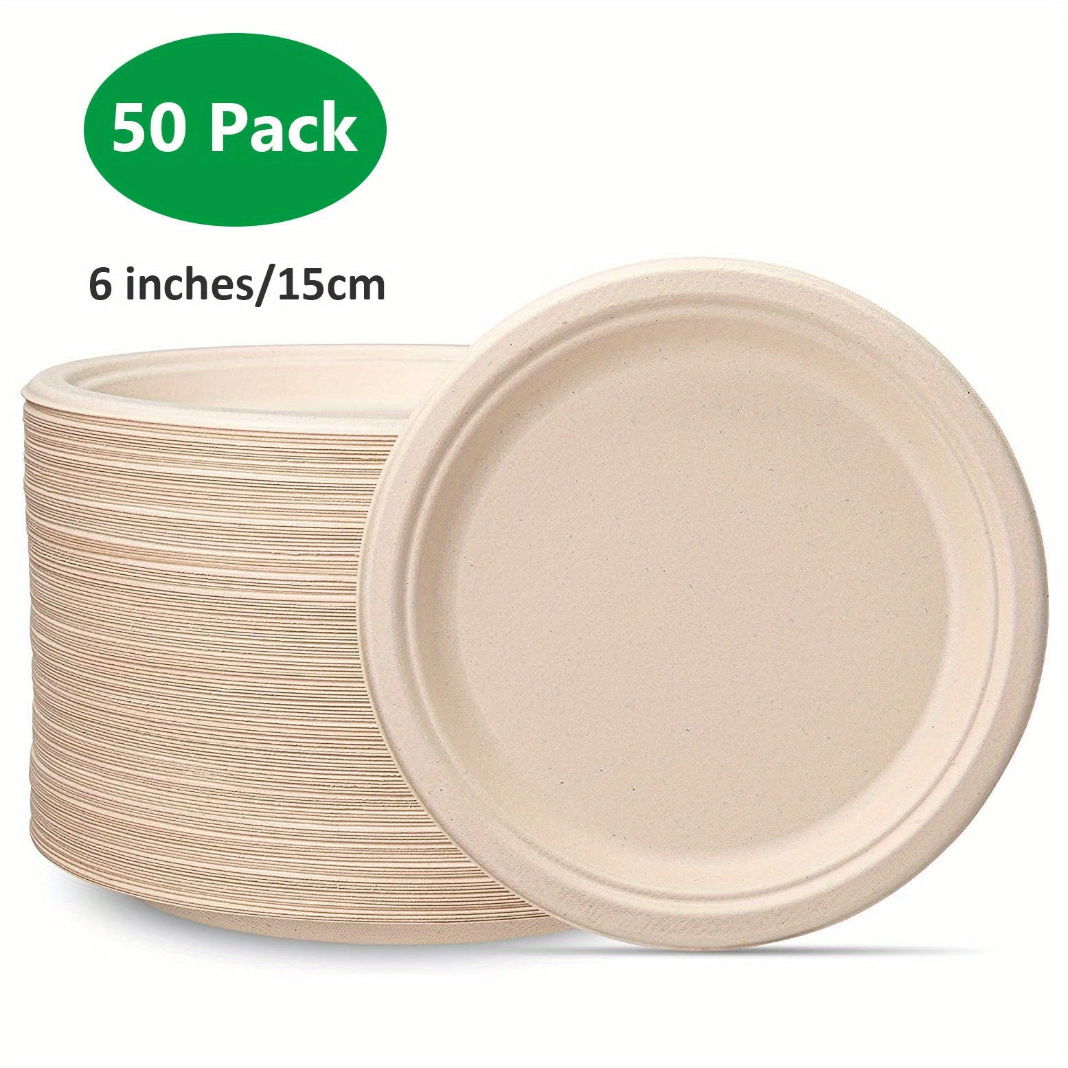 50pcs 15-17" Compostable Bagasse Plates Eco Friendly Biodegradable