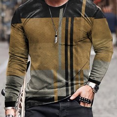 Men's Long Sleeve Novelty T-shirt for Spring/Autumn