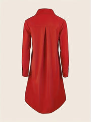  Button Up Long Sleeve Shirt Dress with Pockets