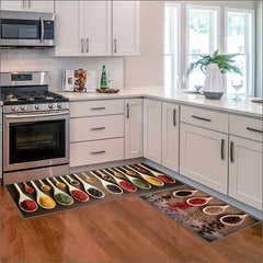 2pcs Boho Kitchen Rugs Absorbent Non Slip Stain Resistant W