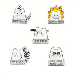 Funny Cat Enamel Lapel Pin Brooch for Men