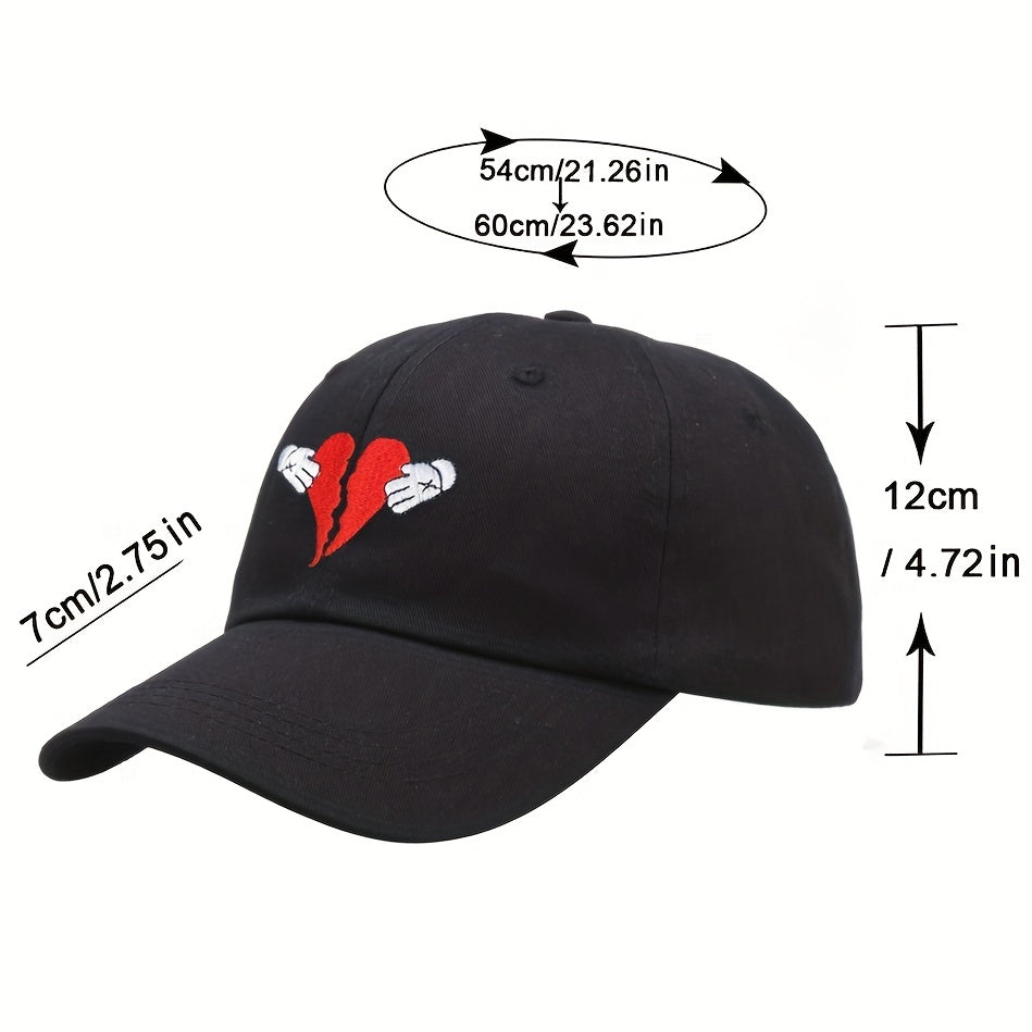 Broken Heart Embroidery Baseball Cap Casual Cotton Dad Hats Adjustable Sun Hat