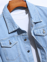 Men's Casual Crane Embroidered Denim Jacket