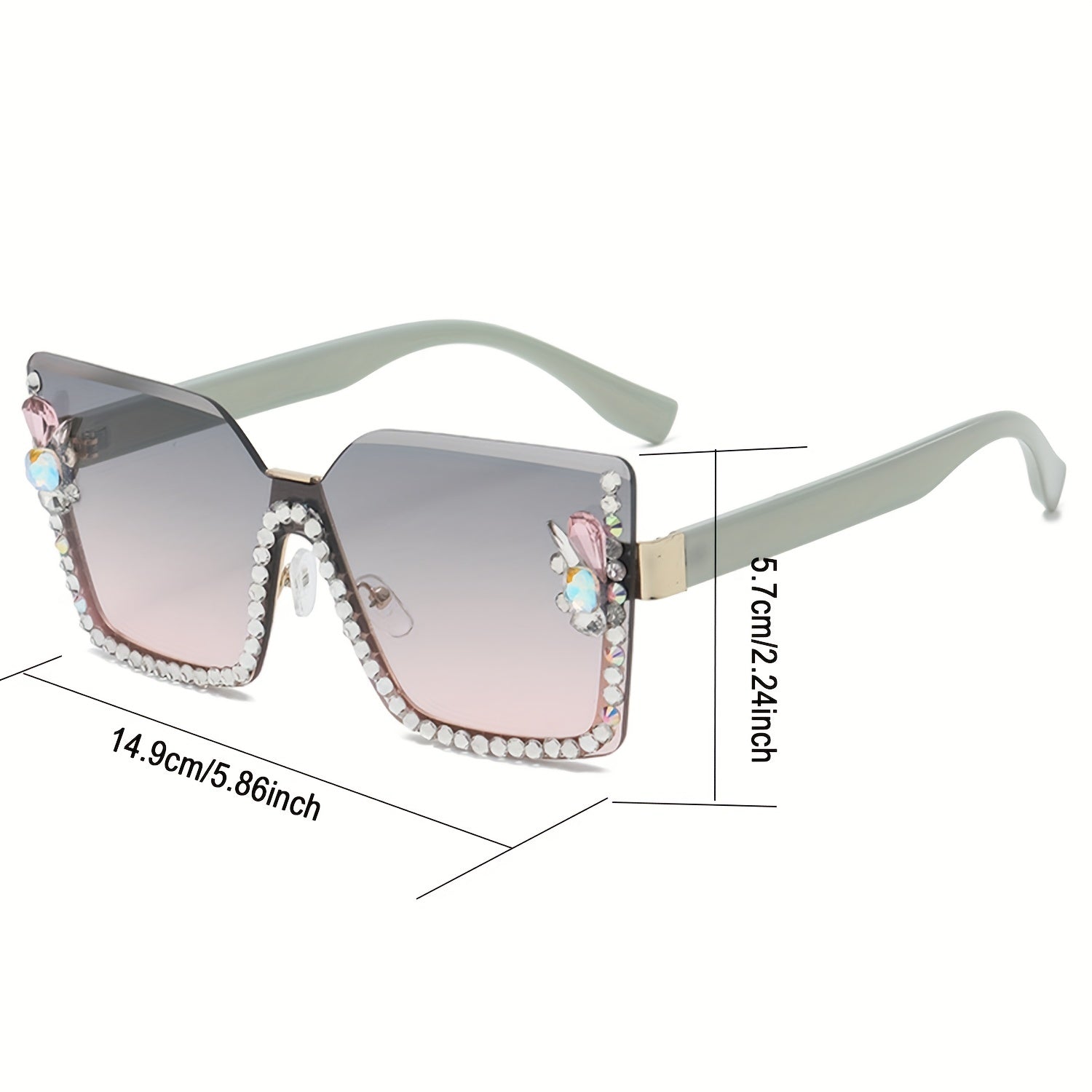 Rhinestone Rimless Gradient Sunglasses UV400