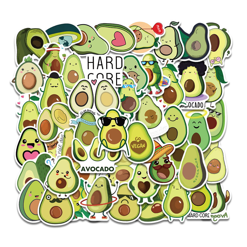 50pcs Cartoon Avocado Waterproof Stickers for Phone Notebook Decoration